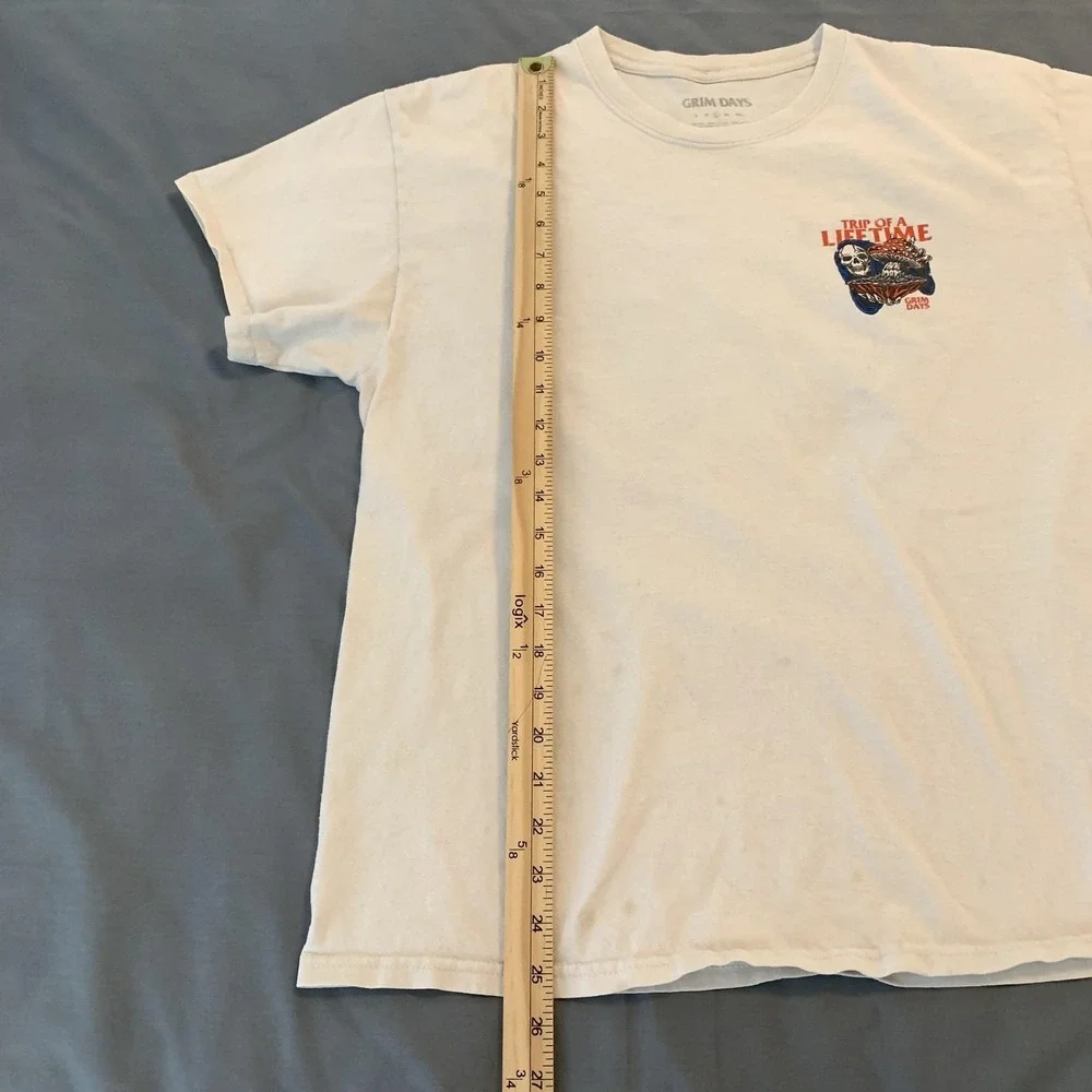 Grim Days Trip Of‎ A Lifetime Shirt Mens Large White Skeleton Mushroom Graphic
